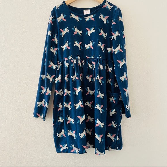Hanna Andersson Other - Hanna Andersson Girls Navy Blue Unicorn Print Pocket Dress